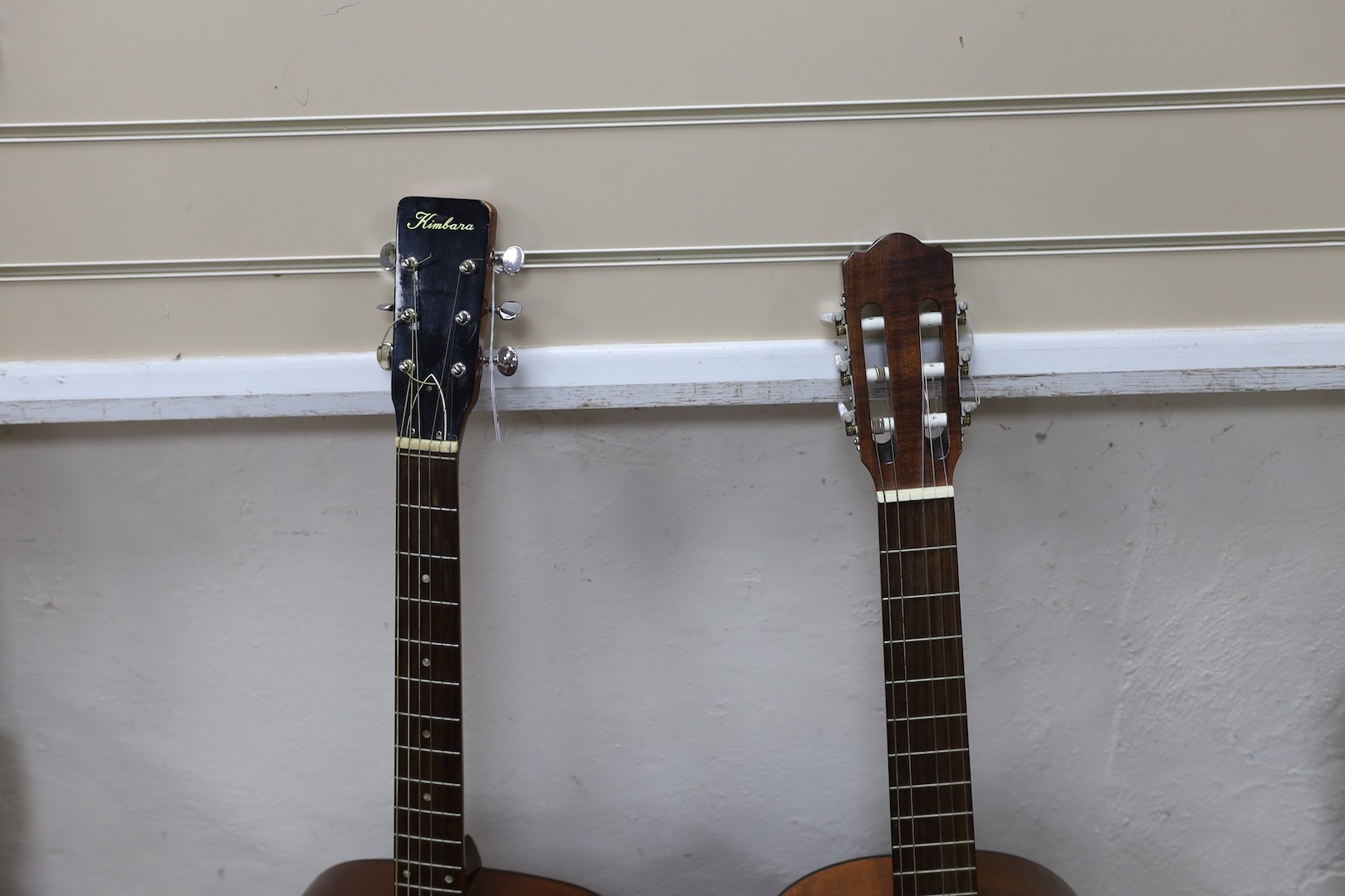 A Kimbala acoustic guitar.